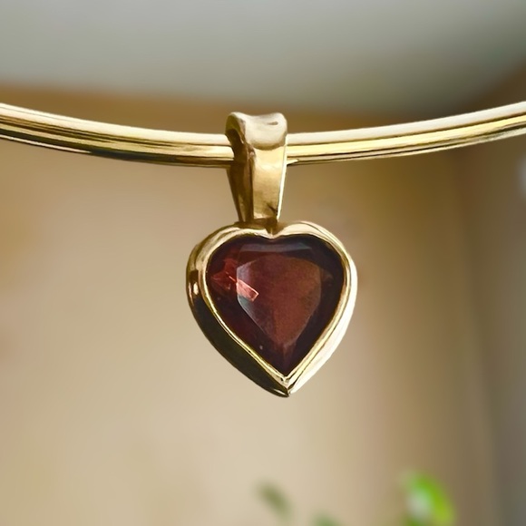 14k gold James Avery collet hook-on necklace & garnet heart pendant both retired - Picture 15 of 15